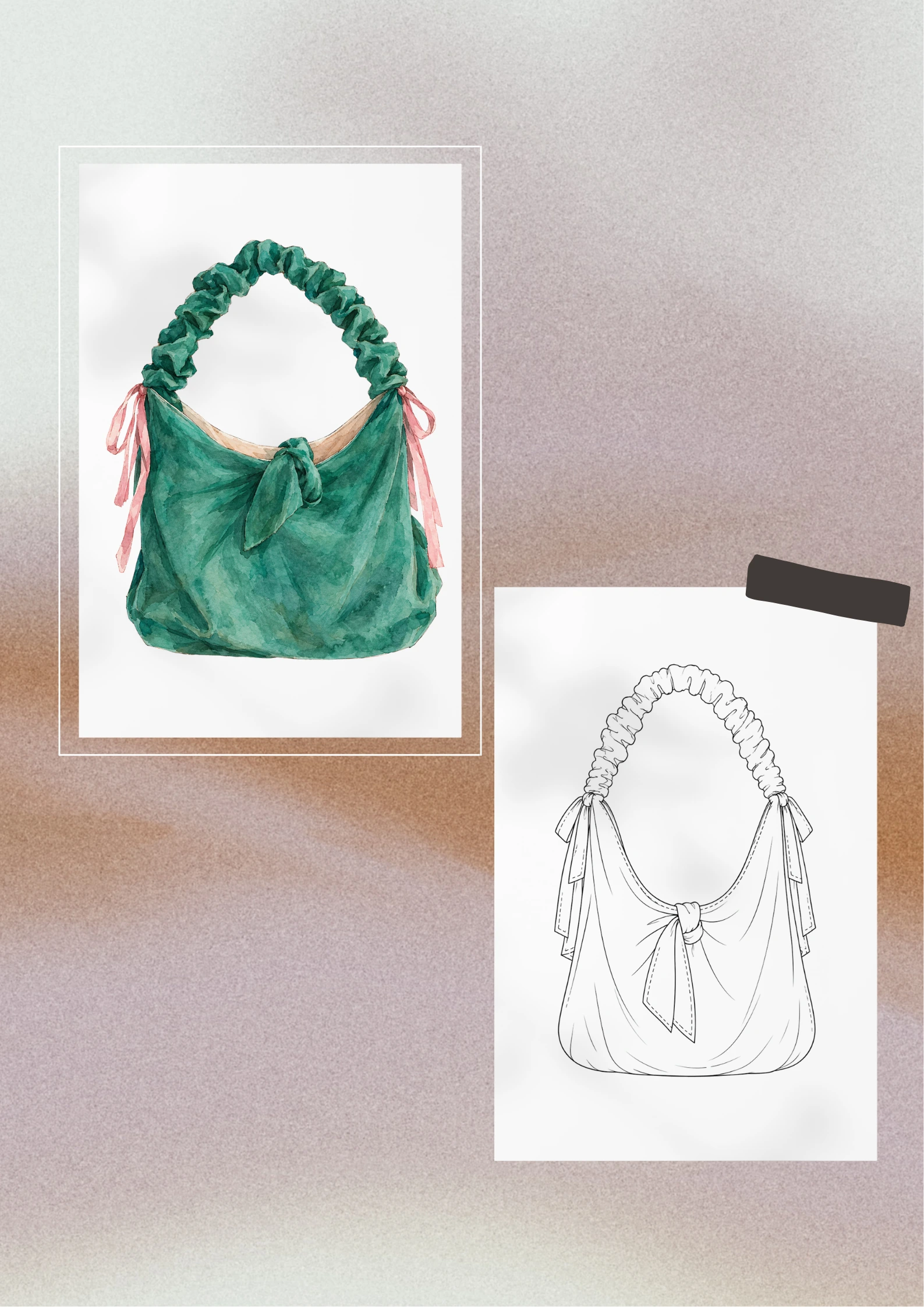 Teddy Mom Bag with adjustable ruffled handle