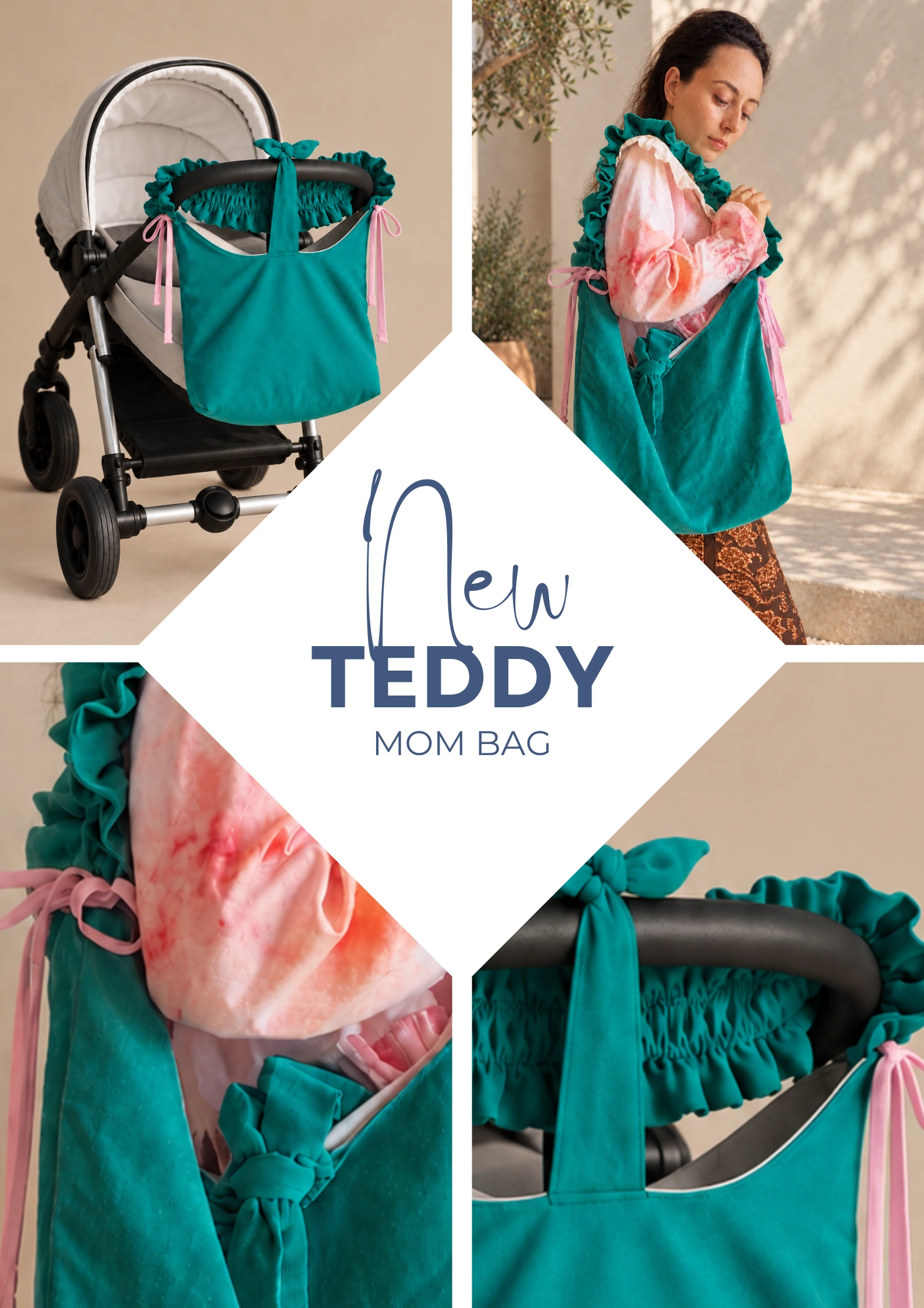 Teddy Mom Bag PDF sewing pattern by Roses & Earth